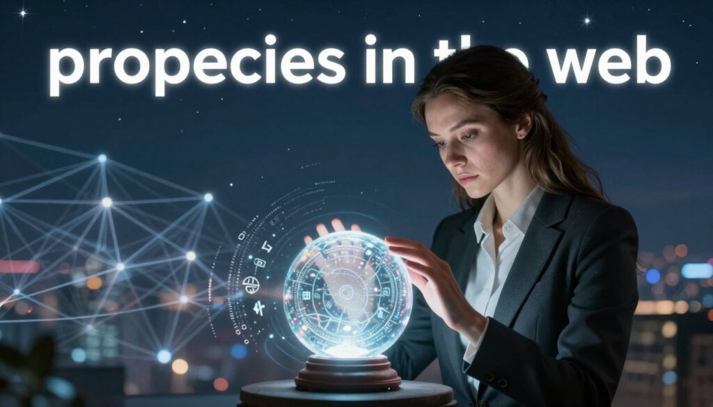 A mesmerizing digital artwork showcasing a mystical scene of "prophecies in the web." In the foreground, depict a wise clairvoyant in professional business attire, focused intently on a glowing crystal ball, with detailed symbols and codes swirling around it, representing digital connections. In the middle ground, incorporate a network of translucent, ethereal threads resembling a web, with hints of celestial light filtering through. In the background, portray a serene night sky dotted with stars and a faint outline of a digital cityscape, symbolizing the merging of ancient wisdom and modern technology. Use soft, ambient lighting to create an enigmatic atmosphere, inviting viewers to ponder the intersection of prophecy and the digital age. The composition should be dynamic yet balanced, evoking curiosity and intrigue. A mesmerizing digital artwork showcasing a mystical scene of "prophecies in the web." In the foreground, depict a wise clairvoyant in professional business attire, focused intently on a glowing crystal ball, with detailed symbols and codes swirling around it, representing digital connections. In the middle ground, incorporate a network of translucent, ethereal threads resembling a web, with hints of celestial light filtering through. In the background, portray a serene night sky dotted with stars and a faint outline of a digital cityscape, symbolizing the merging of ancient wisdom and modern technology. Use soft, ambient lighting to create an enigmatic atmosphere, inviting viewers to ponder the intersection of prophecy and the digital age. The composition should be dynamic yet balanced, evoking curiosity and intrigue.